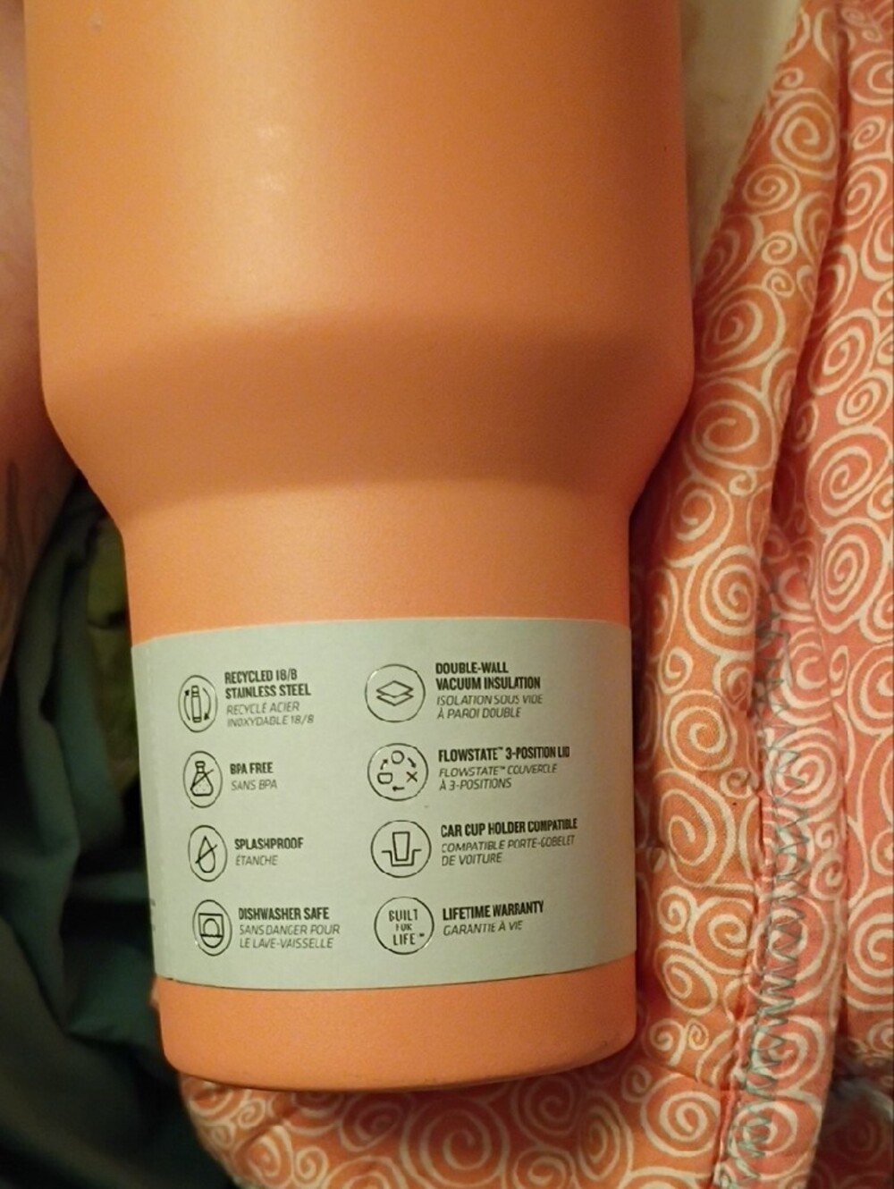Stanley In The Color "Nectarine" Insulated 40 Oz Quencher H2.0 Tumbler - Picture 4 of 4